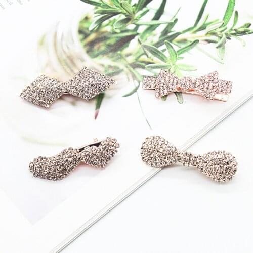 New Fashion full diamond High-grade alloy Love Bow Geometric hairpin Hair Clip Headdress Woman girls Hair Accessories