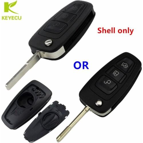 KEYECU 20PCS X Replacement 3Button Folding Flip Remote Car Key Shell for FORD Focus Mondeo Fiesta HU101/ F021 Blade Key Fob Case