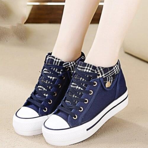 Womens Shoes 2021 Spring And Autumn New Canvas Shoes Thick-Soled Inner Increase Korean Fashion Casual Womens Shoes