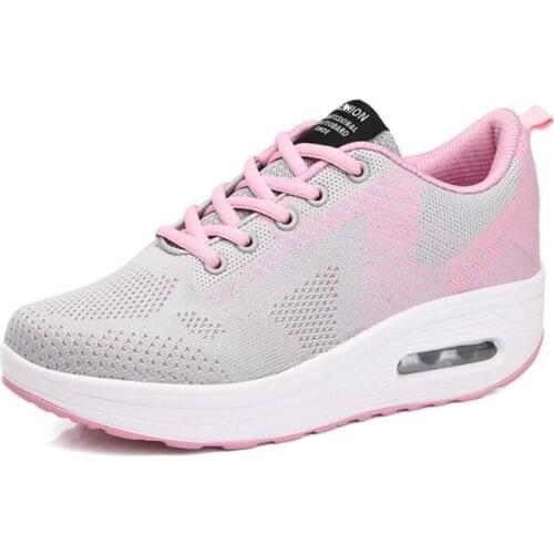 New Women Breathable Toning Shoes Platform Wedge Fitness Slimming Shoes Laides Girl Thick Bottom Swing Sneakers Jogging Footwear