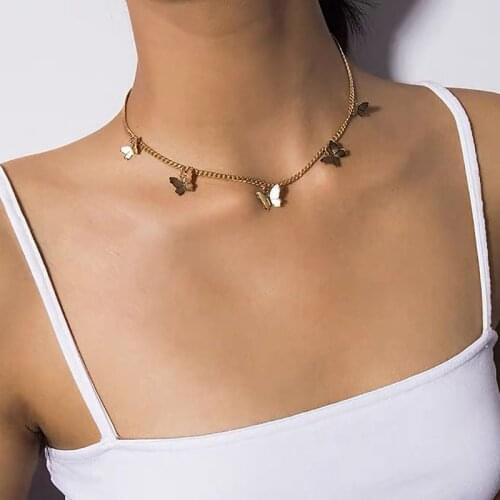 Summer Choker Necklace Gold Color Butterfly Necklace For Women Clavicle Chain Choker 2020 Fashion Female Jewelry Accessories