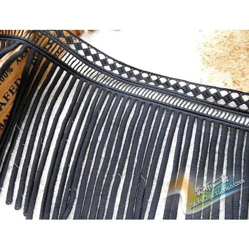1 Meter 16.5cm Tassel Black Venice Lace Trim Polyester Sewing Costume Craft Nigerian Fringe Lace Trimming Fabric Applique