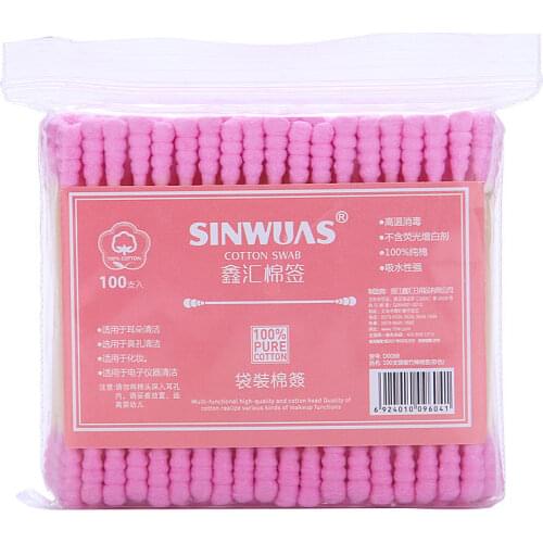 100pcs/ Pack Double Head Cotton Swab Women Makeup Cotton Buds Tip For Medical Wood Sticks Nose Ears Cleaning Health Care Tools