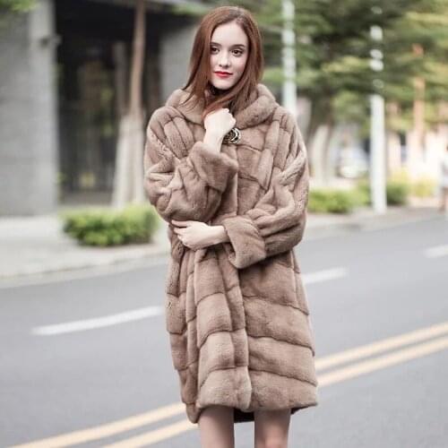2017 Brand luxury women natural mink fur jacket long style with sashes elegant lady high quality Imported winter fur coat