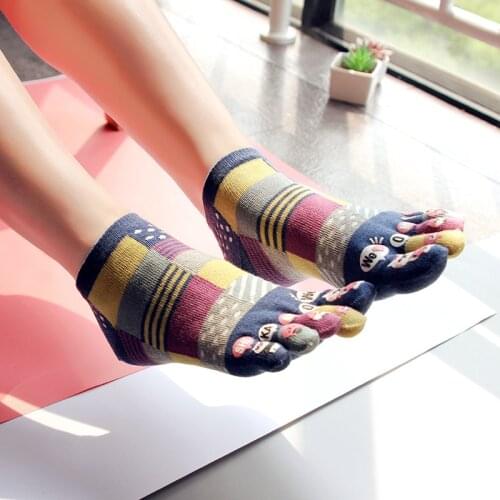 3 Pairs Cute Five Finger Socks Ladys Cotton Breathable 5 Toe Socks Girls Novelty Socks