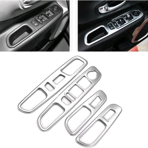 4Pcs stainless steel Interior Window Switch Panel Molding Cover Trim For Jeep Renegade 2015-2016