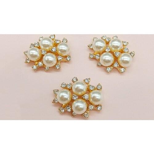 5 pcs/lot Alloy Creative Gold Pearls Rhinestone Buttons Ornaments Earrings Choker Hair DIY Jewelry Accessories Handmade