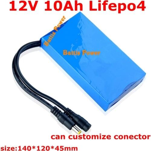 Free shipping LiFePO4 12v 10AH lithium iron phosphate monitor led lighting rechargeable battery + 14.6v 1.5A charger