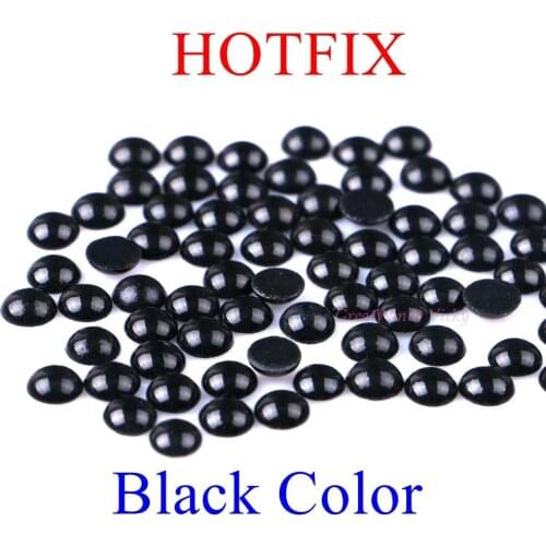 Black Color Ceramic Hotfix Rhinestones 4mm to 6mm Hot Fix Rhinestone Flatback Diamond DIY Iron On Stones