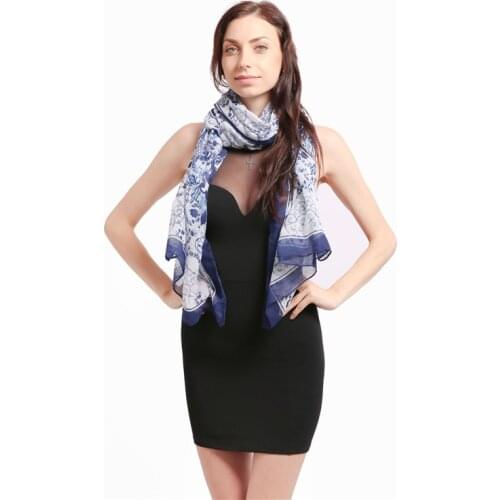 Floral Sheer Blue Toned Pretty Ladies Scarf New 2020