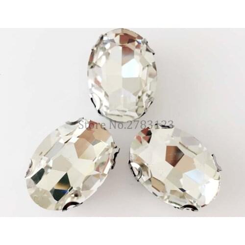 D claw white oval shape sew on stones,flatback rhinestones with 4 holes,diy/Clothing accessories