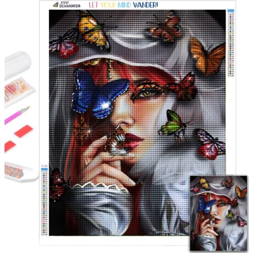 Diamond Embroidery Woman Cross Stitch Kit 5D DIY Diamond Painting Mosaic Picture Butterfly New Arrival Portrait Wall Decor Art