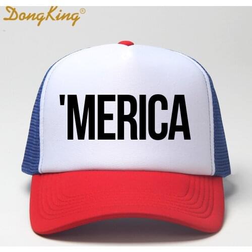 DongKing MERICA Trucker Cap Fashion American Hat Top Quality Mesh Caps 'MERICA Print Love America Hats 10 Colors Men Women Gift