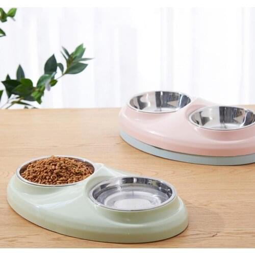 70% Dropshipping!!Double Bowls Detachable Food Water Feeding Pet Tableware Stainless Steel Dog Feeder for Cat