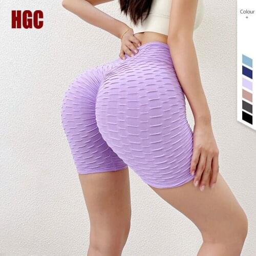 HGC Seamless Sports Short Women Booty Scrunch High Waist Biker Shorts Jacquard Peach Hip Squat Proof Sexy Elastic Yoga bottoms