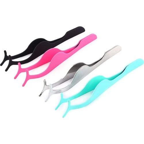 Stainless Steel nail tool False Eyelash Fake Eye Lash Tweezers Applicator Clip Makeup Tool Beauty ZKH30