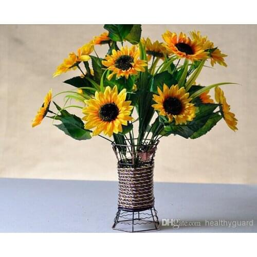 45CM/17.7inch Artificial Silk Sunflower Bush Fake Daisy Bouquet 14 heads sunflower for Christmas Ornaments wedding table decor