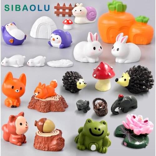 Kawaii elephant figurine Cow Pig Frog Duck Hedgehog Turtle Dog Cat decor mini fairy garden animal statue miniature resin craft