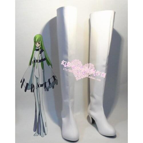 Code Geass C.C. White Long Cosplay Shoes Boots H016