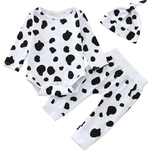 Newborn Clothing Sets Autumn Infant Baby Boys Girls Halloween Costume Puppy Pullover O-Neck Romper+ Pants Hat Outfits 3Pcs