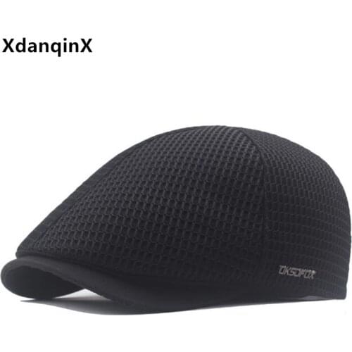 XdanqinX Summer Thin Breathable Berets For Men And Women Hollow Mesh Caps Snapback Cap Adjustable Size Casual Couple Sports Cap