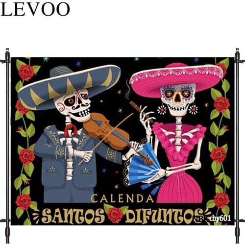 LEVOO Photographic Background Festival Masquerade Day Of The Dead Mexico Photo Studio Photocall Printed Shoot Prop Decor Fabric