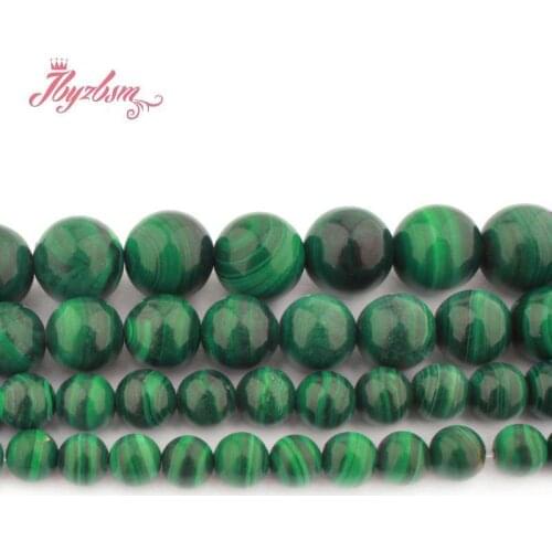 Natural AAA Grade Green Malachite Beads Round Smooth Natural Stone Loose Beads for Bracelet Necklace DIY Jewelry Making 15"