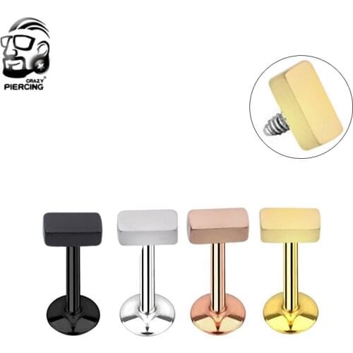 New Product Ear Piercing Lip Body Labret Cartilage Helix Tragus Square Barbell Bar Earrings Surgical Steel Ear Studs Piercing