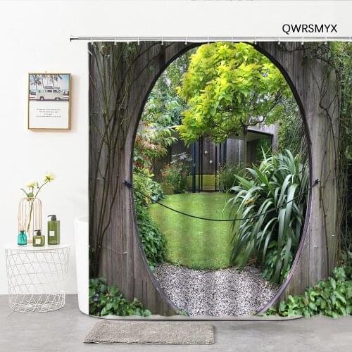 Scenic Shower Curtain 3D Printing Garden Wood Arch Entrance Bathroom Curtains Living Room Bedroom Decor Wall Bathroom Product