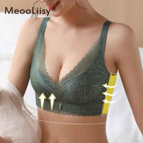 MeooLiisy Sexy Lingerie Suit Womens Small Chest Gather Together Lace Breath Ability Soft Without Steel Ring Thin Mold Cup Bra
