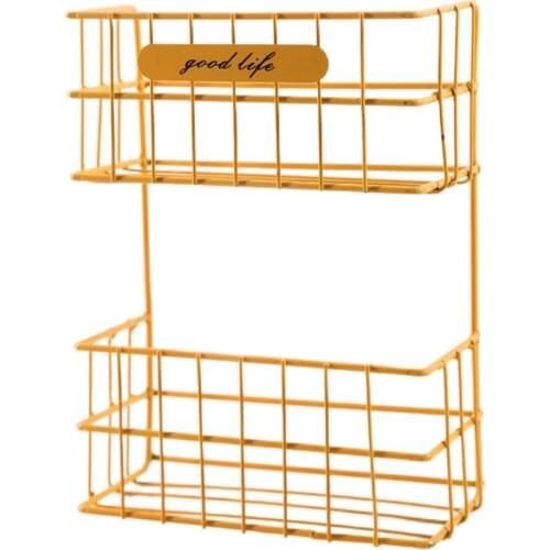 Storage Rack Dual-layer Easy to Install Multipurpose Wrought Iron Durable High Bearing Capacity Practical Bathroom Organizer
