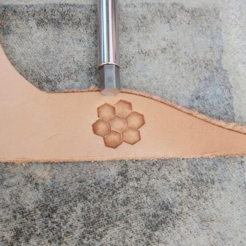 Advanced steel Six-sided geometric pattern Hand-work unique design leather working tools carving punches stamp craft