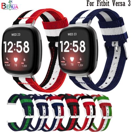 High Quality Nylon Smart WatchBand For Fitbit Versa 3 / Sense Smartwatch Wristband WristStrap denim Replacement Band Bracelet