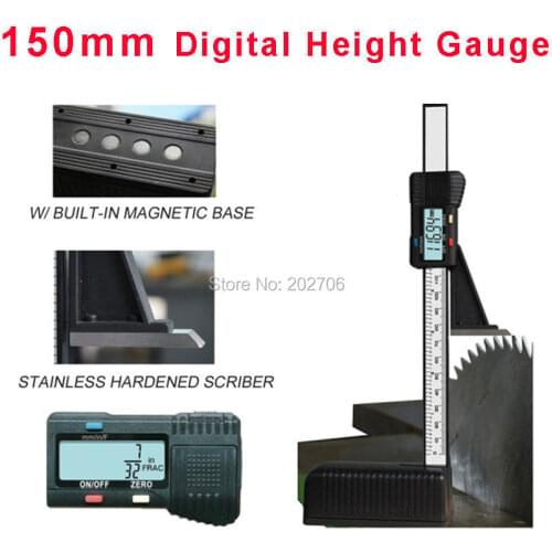 Height Gauge 0-150mm/6" Caliper Magnetic plastic mini Digital Electronic Woodworking Measurement Tool