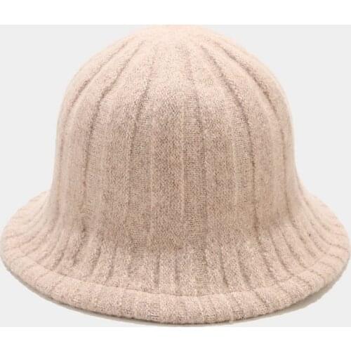 Women Hat Autumn Winter Knit Wool Warm Panama Bucket Hat Outdoor Cap Headwear Accessory