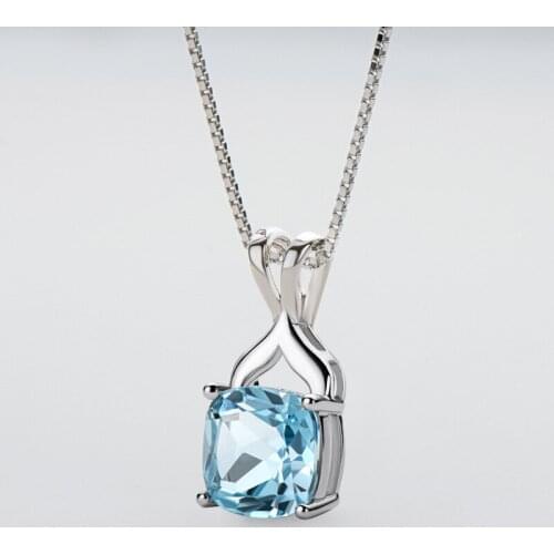 100% 925 Sterling Silver Sparkling 9*9mm Natural Topaz stone Pendant Neckalce For Women Party Fine Jewelry Ladies Wholesale