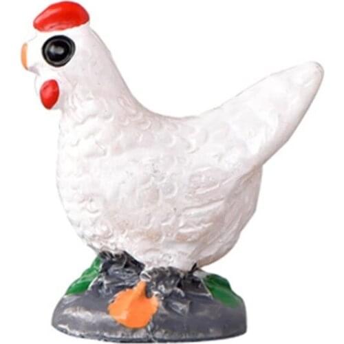 ZOCDOU 1 Piece White Hen Biddy Chicken Chook Small Statue Little Figurine Crafts Figure Ornament Miniatures