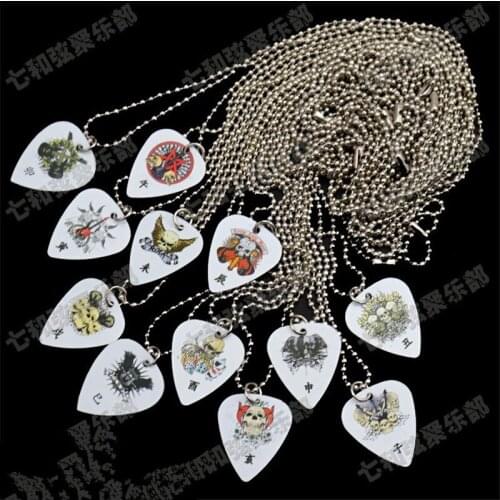 12 Pcs Bass Guitar Picks Pendant Necklace China 12 Zodiac Style guitar accessories parts Musical instrument