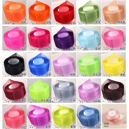 45meters/roll 2"(50mm) Organza Ribbon Bow Wedding Christmas Party Wrapping Decoration Lace Crafts Silk DIY Ribbons Lace Fabric