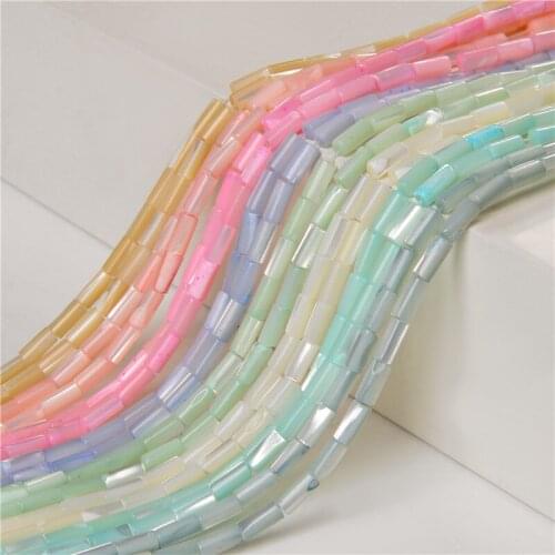 4x8/3x5mm Shell Column Tube Beads Mother of Pearl Dyed Natural Shell Cylinder Beads for Jewelry Making DIY Bracelet Earrings15"