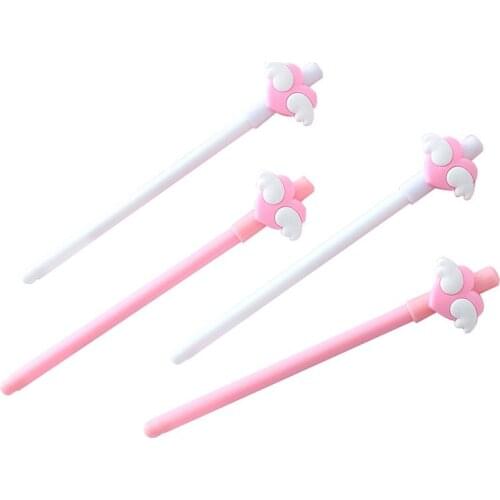 50PCS/lot Pink Girls Heart Cute Heart Wing Black Gel Pen Students Office Signing Pen kawaii school supplies stationery