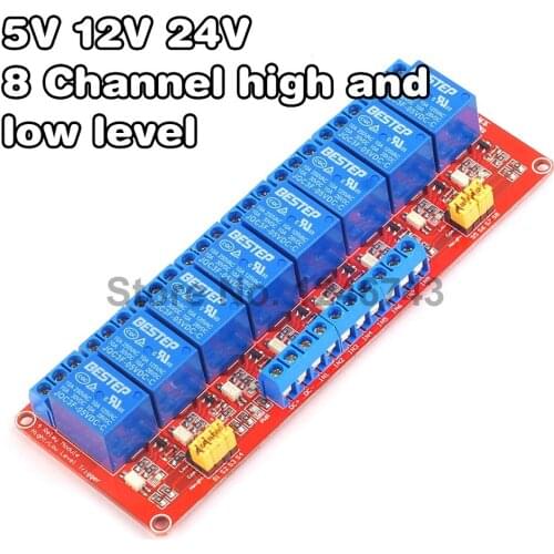 5V 12V 24V 8 Channel Relay Module High and Low Level with Optocoupler Relay Output 8 way Relay Module for Arduino