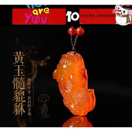 Lucky agate carnelian Pi Xiu Amulet stereoscopic Beast Pendant with Bead Necklace talisman beautiful