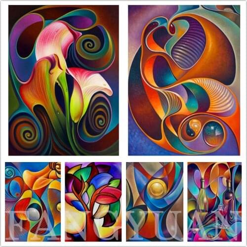 Abstract Flower Diy 5D Diamond Painting Full Round Square Diamond Embroidery Landscape Cross Stitch Wall Art Pictures Home Decor