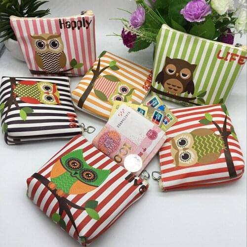 Free ship!1lot=12pc!cute nice printed owl coin purse / key bag / Cosmetic pencil Bag/ cute coin mini wallet/storage bag