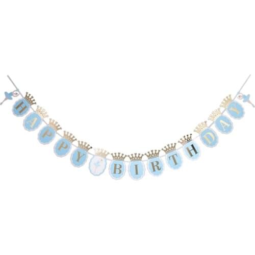 Glitter Crown Happy Birthday Letters Banner Cute Ballet Girl Garland Flag Sign