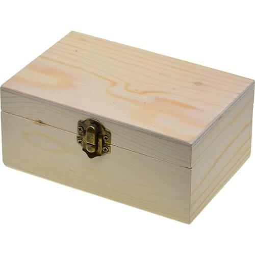Large Wooden box storage plain wood jewel box case with lid lock 150x98x69mm