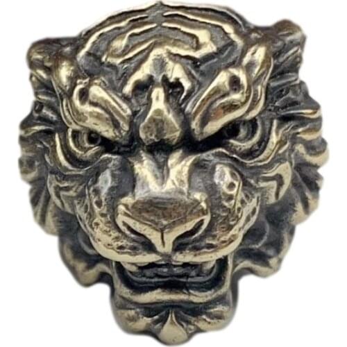 Tiger head Hand-Casted Paracord Bead Lanyard Bead Brass Charms EDC Accessories for Keychain Pendant,Knife Lanyard