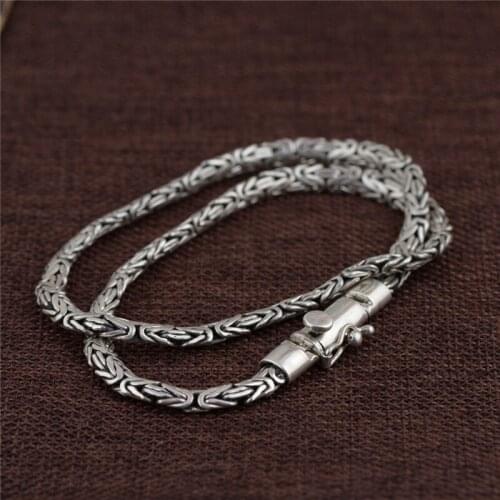 925 Sterling Silver Necklace For Men Choker Popcorn Chain Snake Necklaces Vintage Silver Wire Weave Steampunk Luxury Jewelry