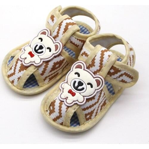 Cartoon Bear Kids Sandals For Girls Boys Summer Baby Toddler Children Soft Cotton Fabric Shoes